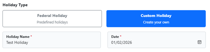 Holiday Schedule Custom Holiday - UniVoxx Portal