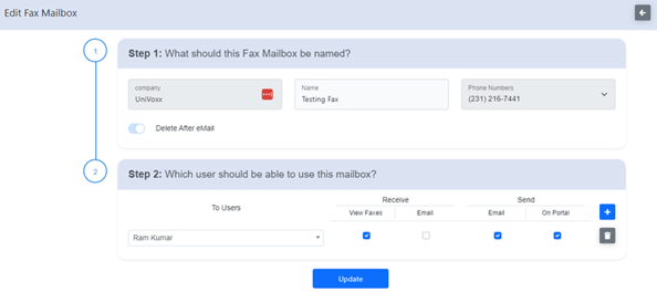 edit fax mailbox