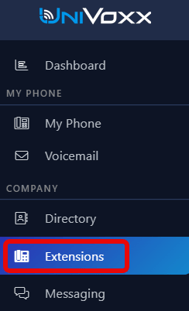 select extension menu